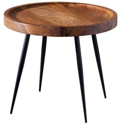 BEISTELLTISCH 46/46/40 cm Sheesham massiv Sheeshamfarben  - Sheeshamfarben/Schwarz, Design, Holz/Metall (46/46/40cm) - MID.YOU