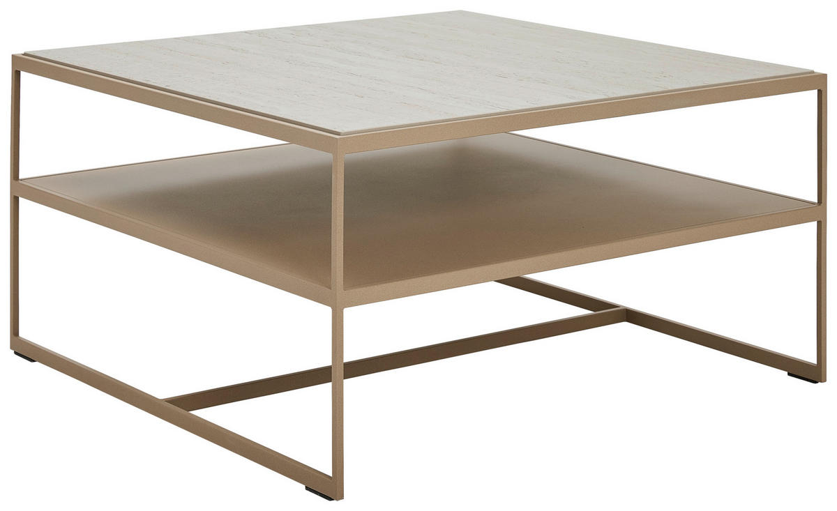 COUCHTISCH 80/80/42 cm quadratisch Creme, Beige  - Hellbraun/Beige, Design, Stein/Metall (80/80/42cm) - Johann Jakob