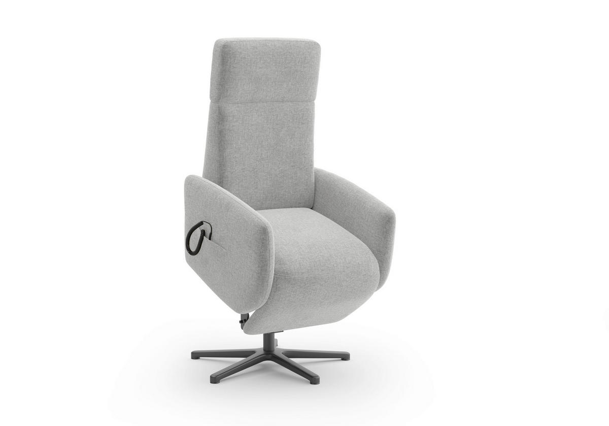RELAXSESSEL Flachgewebe Aufstehhilfe    - Hellgrau/Schwarz, KONVENTIONELL, Textil/Metall (71/110/82cm) - Sit & More
