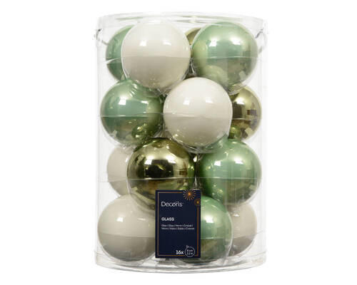 JULGRANSKULOR SET - vit/ljusgrön, Klassisk, glas (8,00cm)