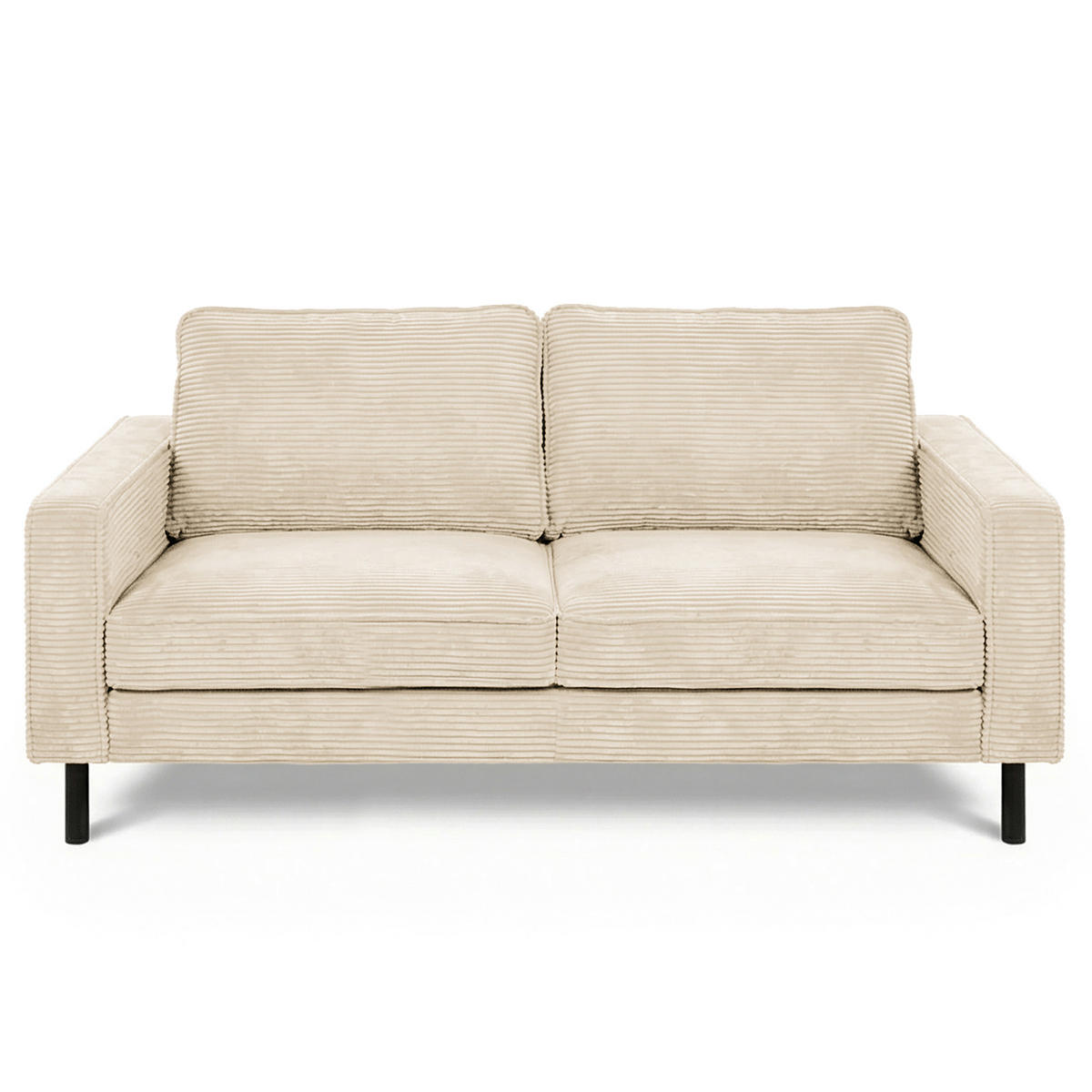 2,5-SITZER  in Cord Beige Modern  - Beige/Schwarz, Design, Textil/Metall (168/85/92cm) - Livetastic