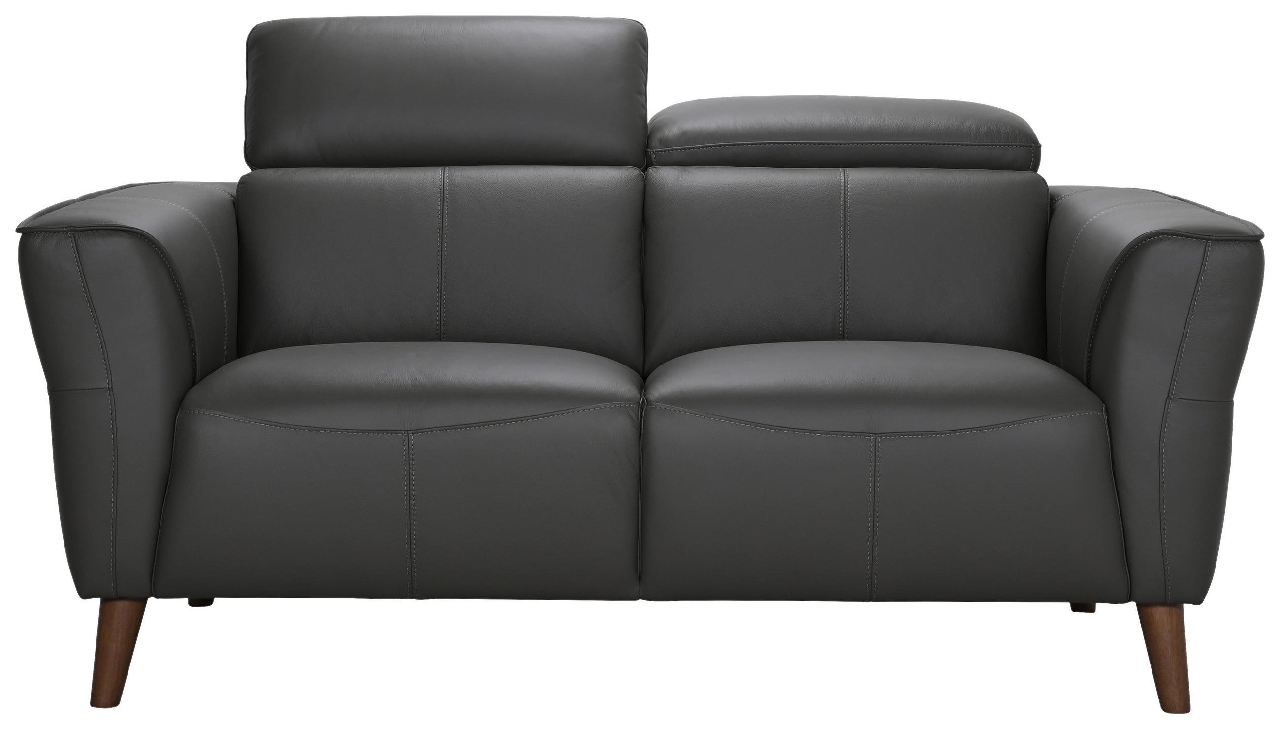 2-SITZER-SOFA Grau Echtleder  - Grau, KONVENTIONELL, Leder/Holz (164/92,5/96,5cm) - MID.YOU
