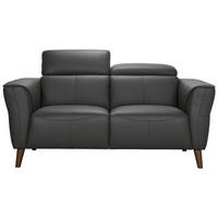 2-SITZER-SOFA Grau Echtleder  - Grau, KONVENTIONELL, Leder/Holz (164/92,5/96,5cm) - MID.YOU