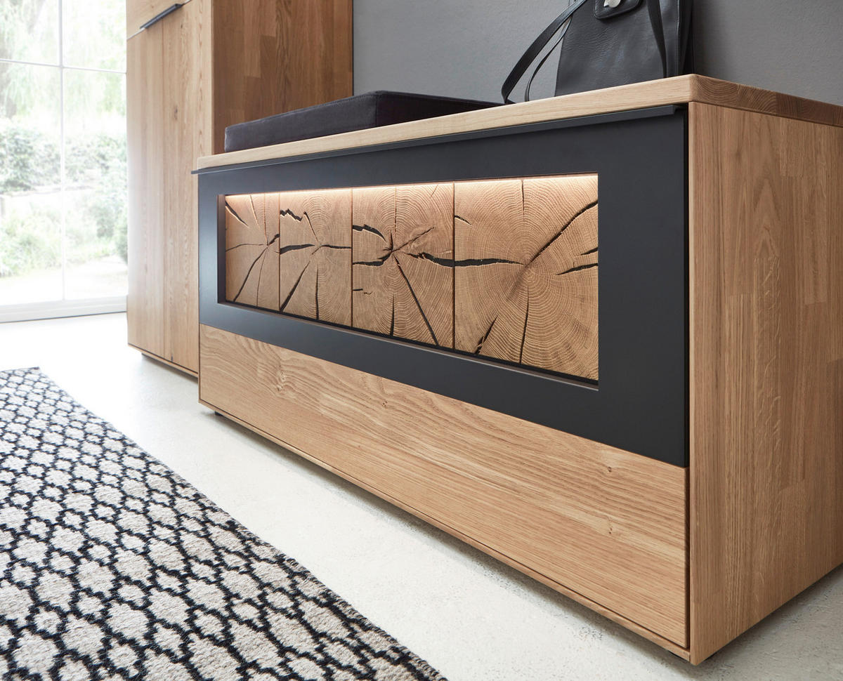 GARDEROBE  in 233,8/182/45,2 cm  - Wildeiche, Design, Glas/Holz (233,8/182/45,2cm) - Valdera