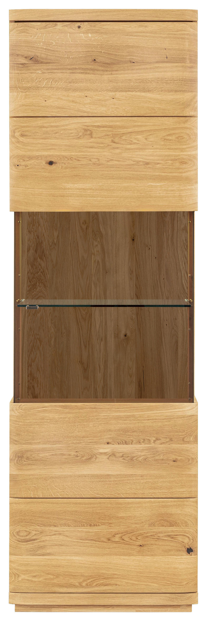 VITRINE Eichefarben  65/205,8/38 cm  - Eichefarben/Schwarz, Natur, Glas/Holz (65/205,8/38cm) - Linea Natura
