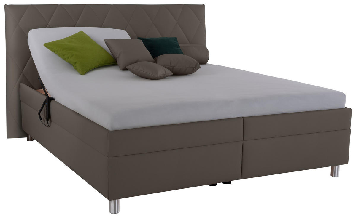 POLSTERBETT Matratze, gepolstertes Kopfteil, Lattenrost, Bettkasten Anthrazit 180/200 cm  - Birkefarben/Anthrazit, KONVENTIONELL, Holz/Textil (180/200cm) - Esposa
