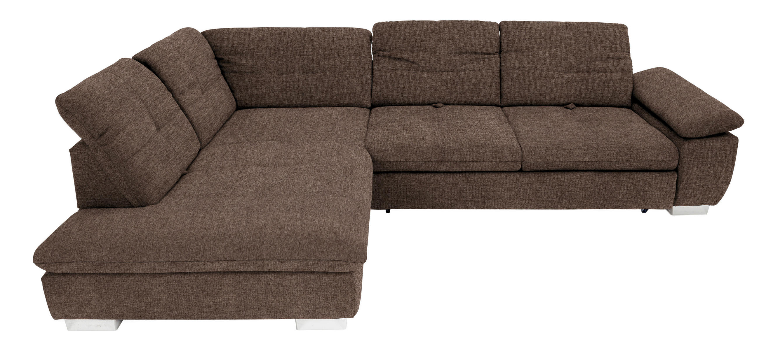 ECKSOFA Dunkelbraun Chenille  - Chromfarben/Dunkelbraun, Design, Textil (242/313cm) - Xora