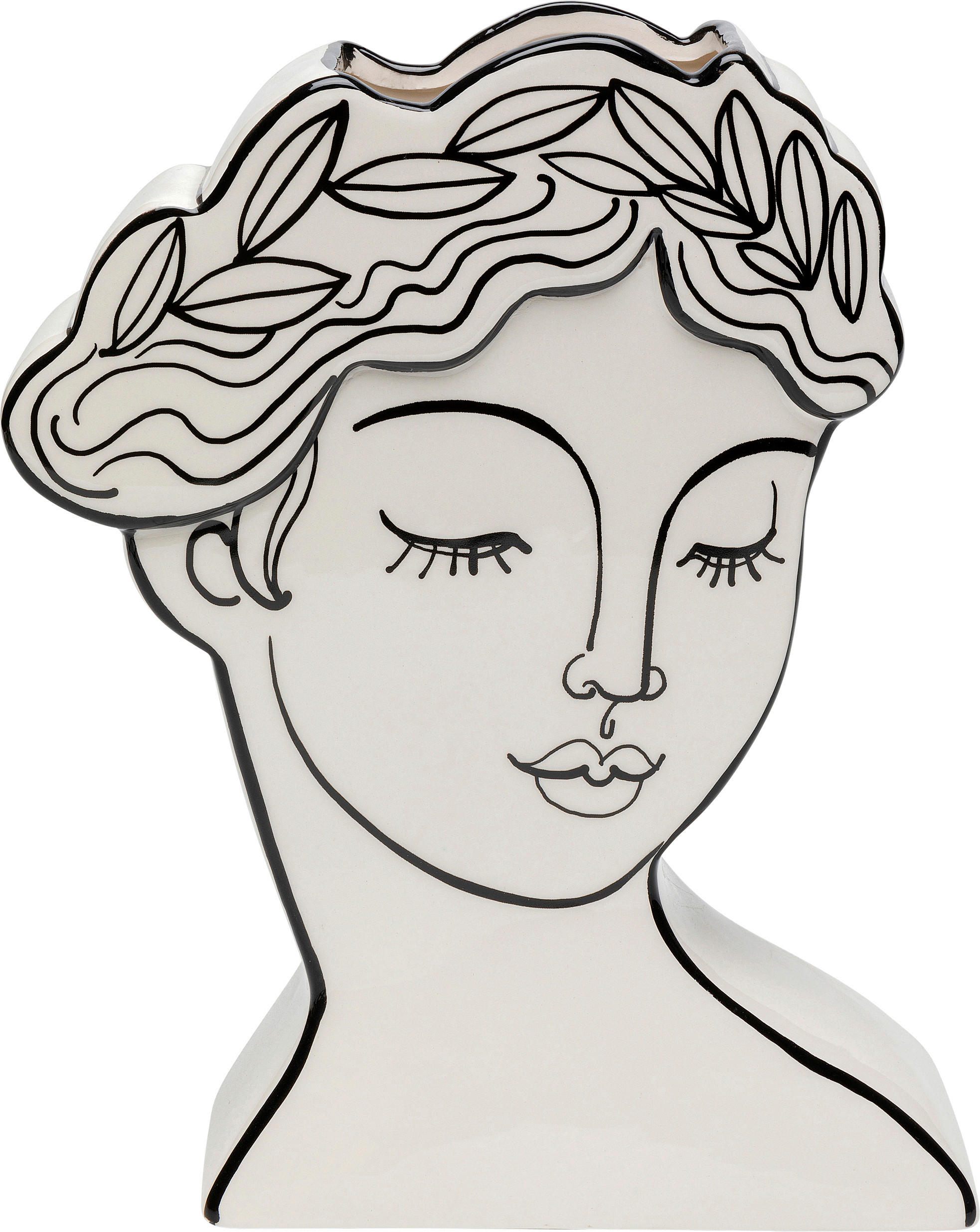 VASE 26 cm  - Weiß Hochglanz/Schwarz, KONVENTIONELL, Keramik (20/25/7cm) - Kare-Design