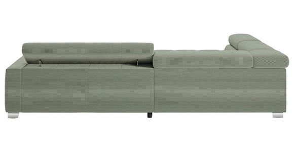 ECKSOFA Dunkelgrün Cord  - Chromfarben/Dunkelgrün, KONVENTIONELL, Textil/Metall (219/311cm) - Hom`in