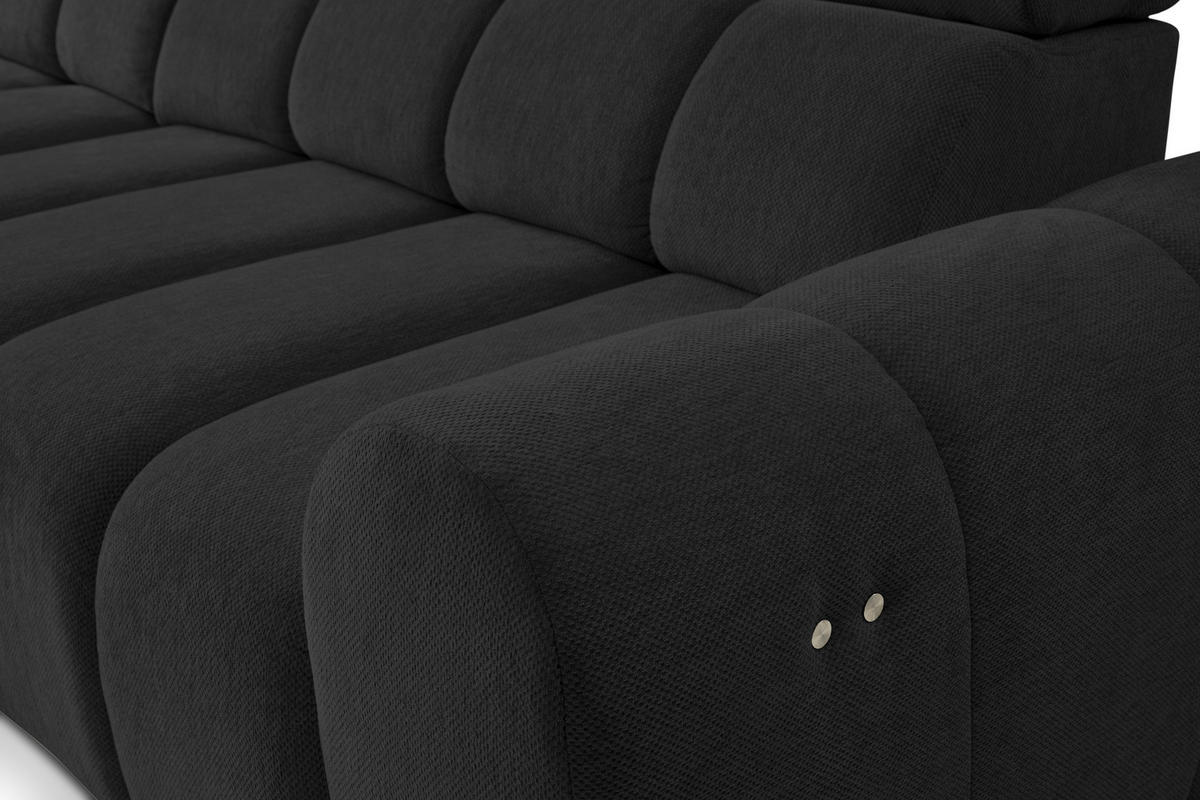 ECKSOFA  in Chenille Schwarz  152/290 cm  - Schwarz, Design, Kunststoff/Textil (152/290cm) - Stylife