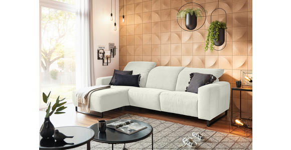 ECKSOFA  in Cord Weiß  180/266 cm  - Schwarz/Weiß, KONVENTIONELL, Textil/Metall (180/266cm) - Hom`in