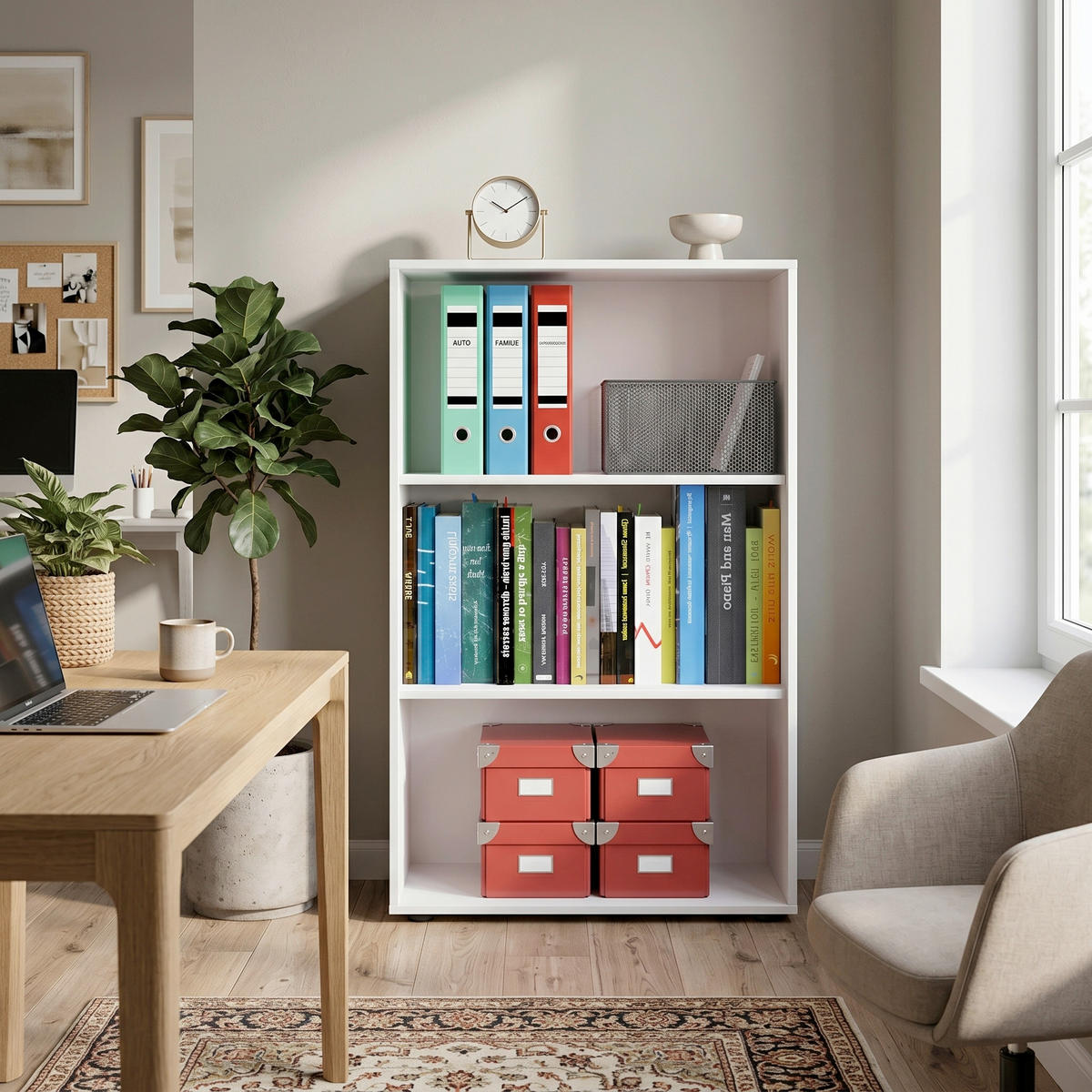 AKTENREGAL 70/105/37 cm  - Weiss/Schwarz, Basics, Holzwerkstoff/Kunststoff (70/105/37cm) - P & B