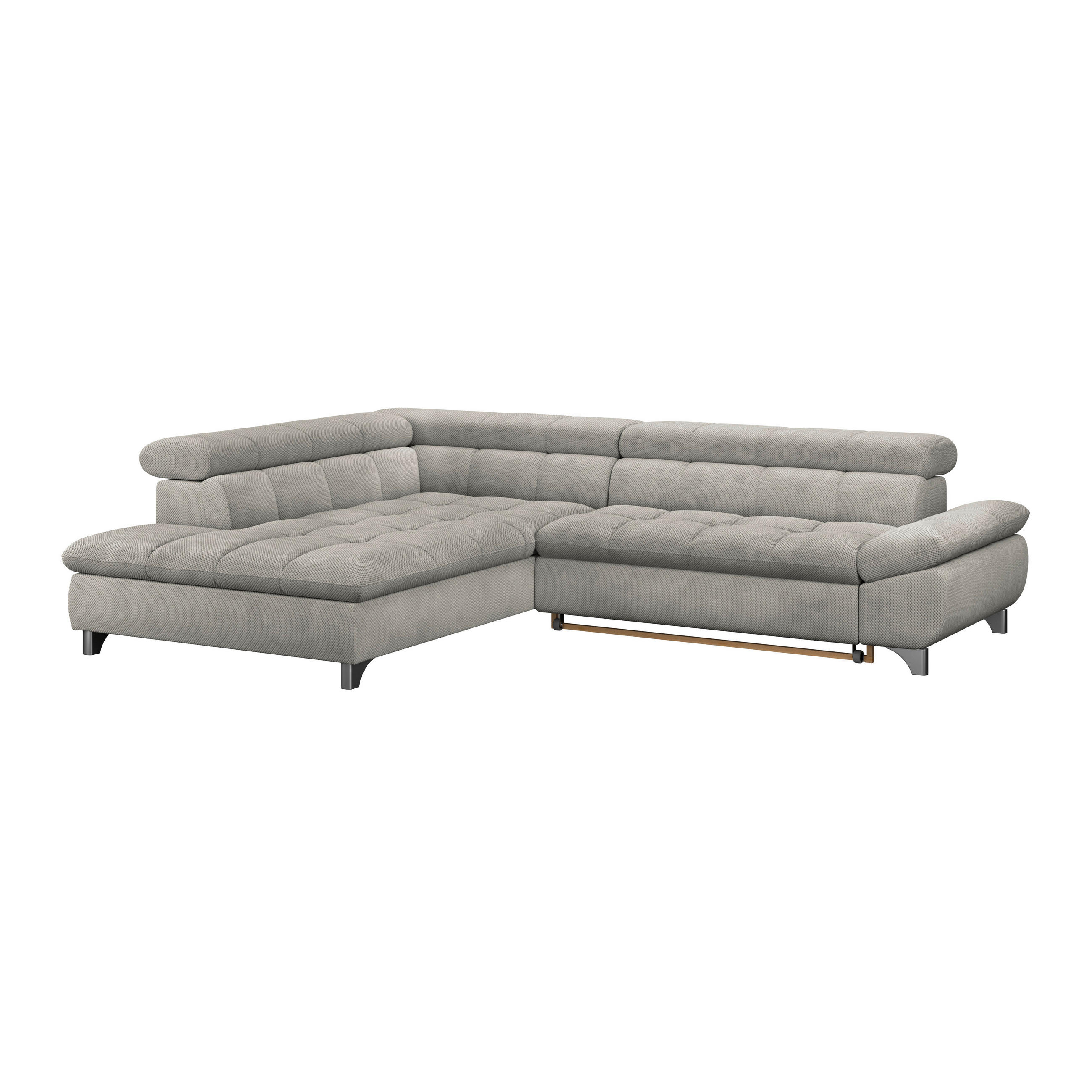 ECKSOFA Taupe Chenille Schlaffunktion, Kopfteilverstellung  - Taupe/Chromfarben, KONVENTIONELL, Textil/Metall (234/312cm) - Livetastic