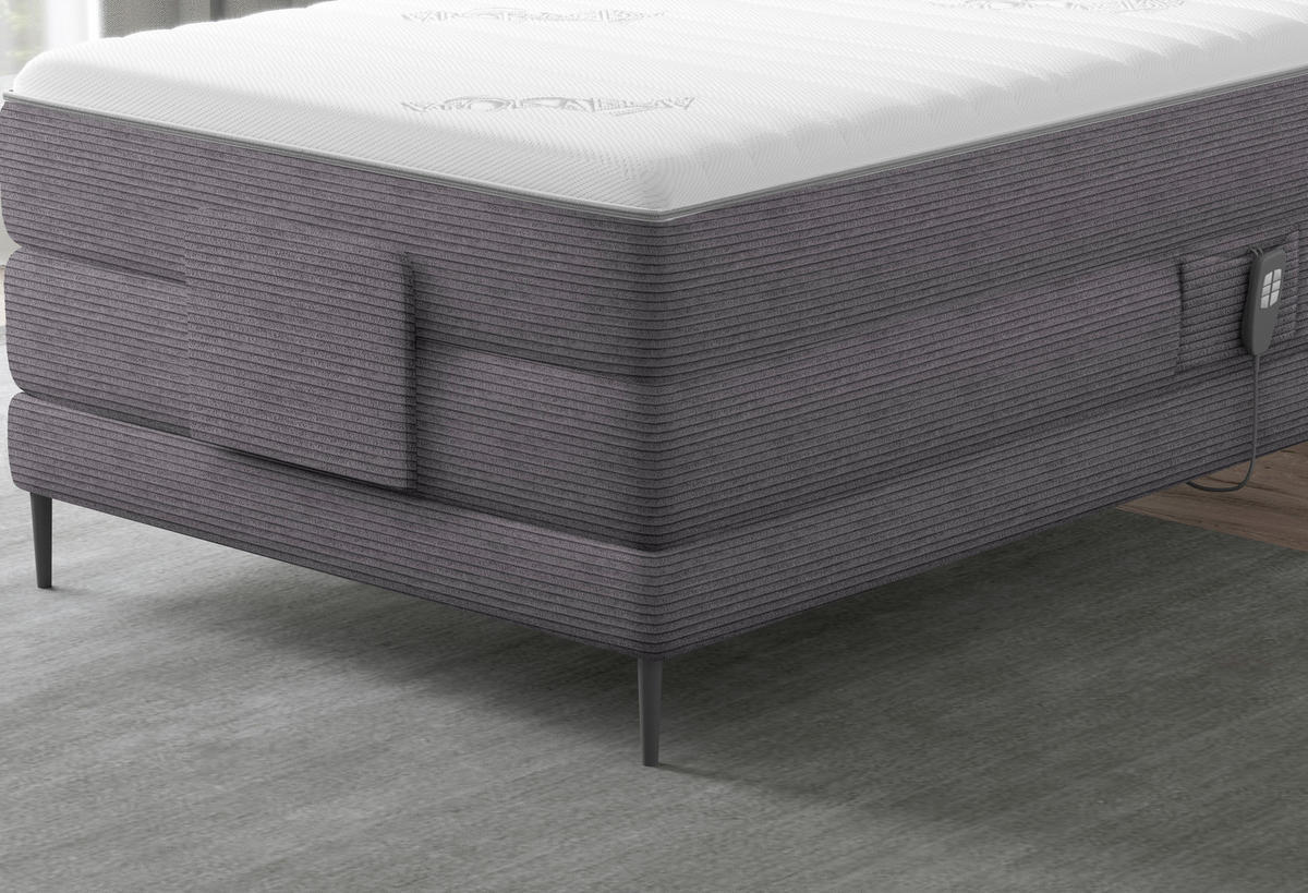 BOXSPRINGBETT 120/200 cm  in Grau  - Schwarz/Grau, Natur, Textil/Metall (120/200cm) - Esposa