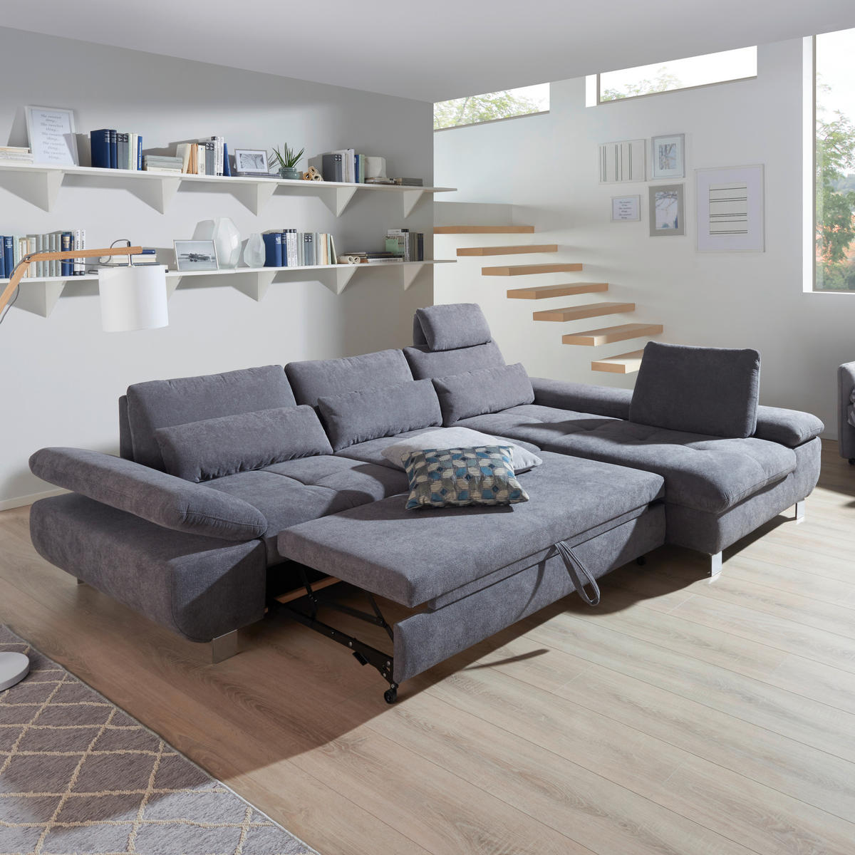 ECKSOFA Hellblau Webstoff  - Alufarben/Hellblau, Design, Textil (203/310cm) - Xora