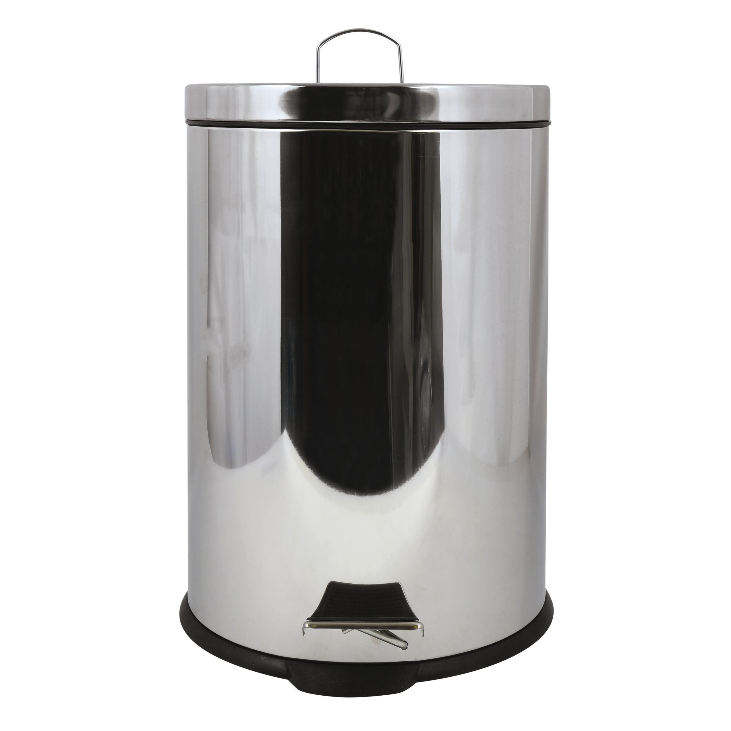 TRETEIMER MIRROR FINISH 20 L  - Edelstahlfarben/Schwarz, Basics, Kunststoff/Metall (36/45/36cm) - Spirella
