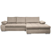 ECKSOFA  in Flachgewebe Beige  294/173 cm  - Chromfarben/Beige, Design, Kunststoff/Textil (294/173cm) - Carryhome