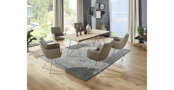 ESSTISCH in Holz, Metall 160/110/77 cm - Edelstahlfarben/Eichefarben, Design, Holz/Metall (160/110/77cm) - Dieter Knoll