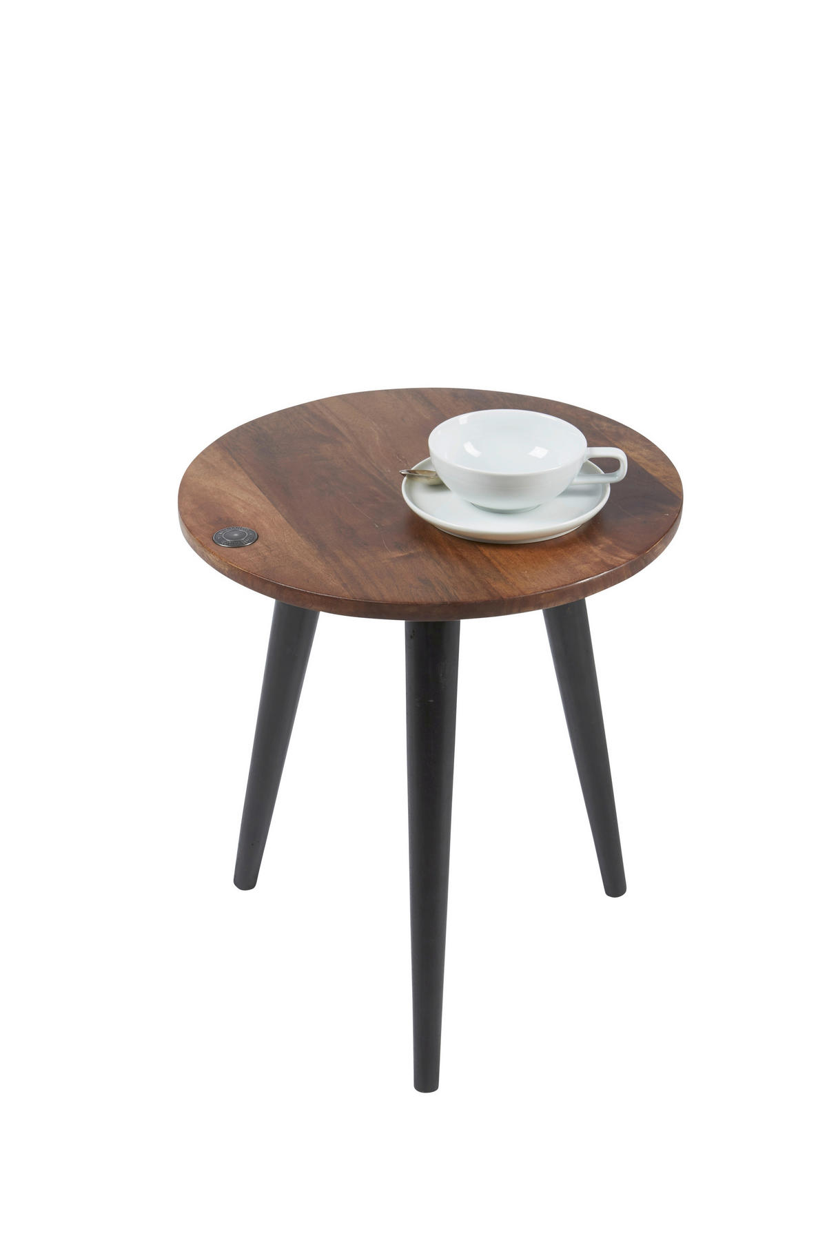 BEISTELLTISCH 40/40/46 cm Mangoholz massiv Braun, Schwarz rund  - Schwarz/Braun, Design, Holz (40/40/46cm) - MID.YOU