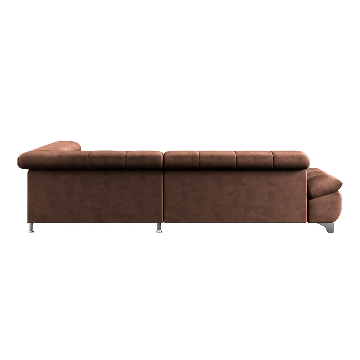 ECKSOFA Braun Chenille  - Chromfarben/Braun, KONVENTIONELL, Textil/Metall (312/234cm) - Livetastic