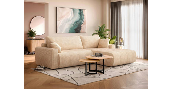 ECKSOFA in Webstoff Naturfarben  - Schwarz/Naturfarben, KONVENTIONELL, Kunststoff/Textil (270/192cm) - Carryhome