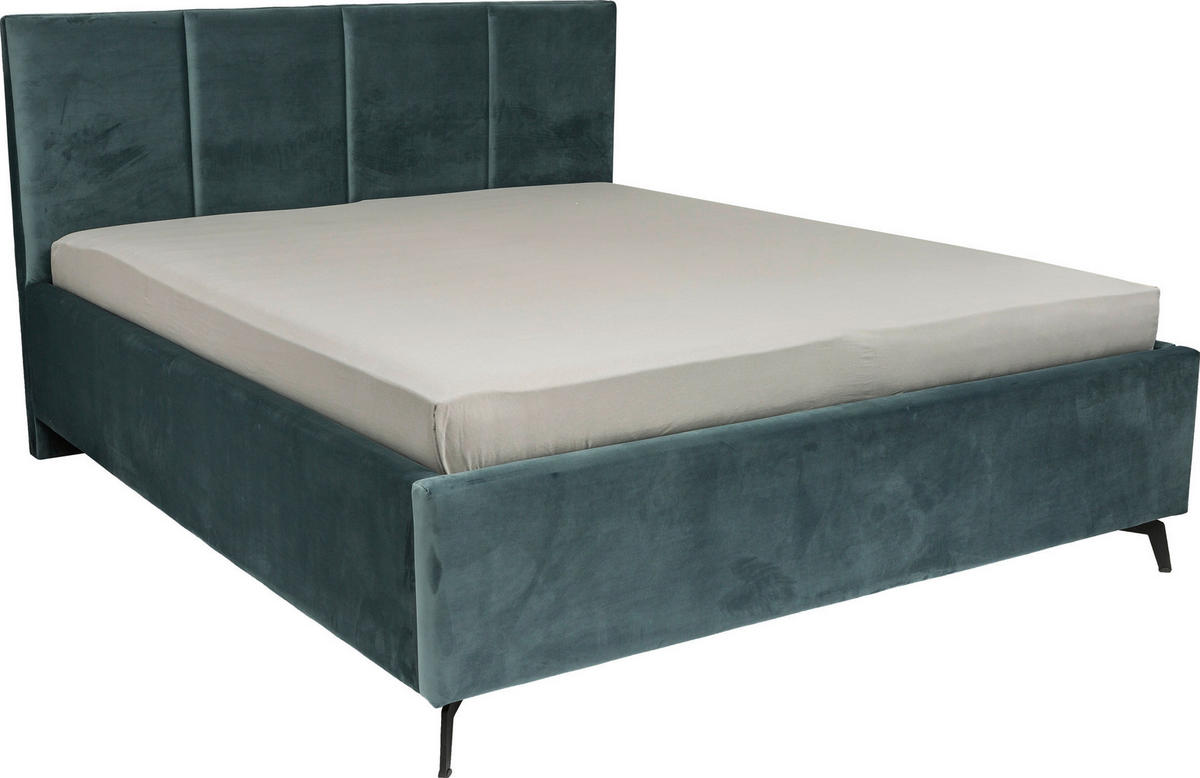 KÁRPITOZOTT ÁGY  zöld  - fekete/zöld, Modern, faalapú anyag/textil (177/110/217cm) - Hom`in