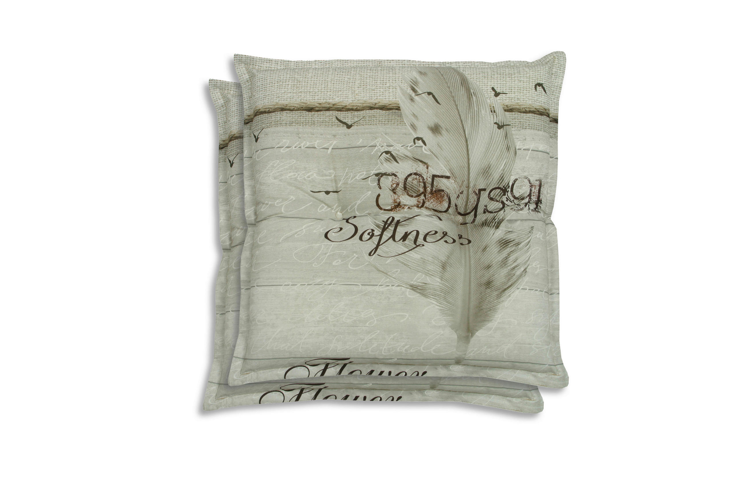 GARTENSITZKISSEN 2er-Set Federn - Beige, Basics, Textil (50/7/50cm)