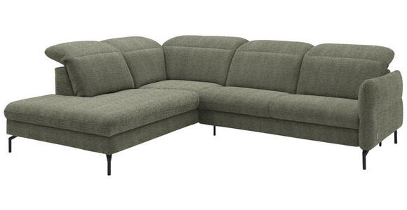ECKSOFA in Flachgewebe Grün 233/299-313 cm - Schwarz/Grün, Design, Textil/Metall (233/299-313cm) - Dieter Knoll