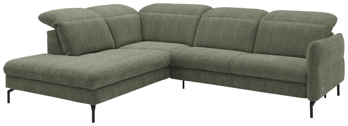 ECKSOFA in Flachgewebe Grün  - Schwarz/Grün, Design, Textil/Metall (233/299-313cm) - Dieter Knoll