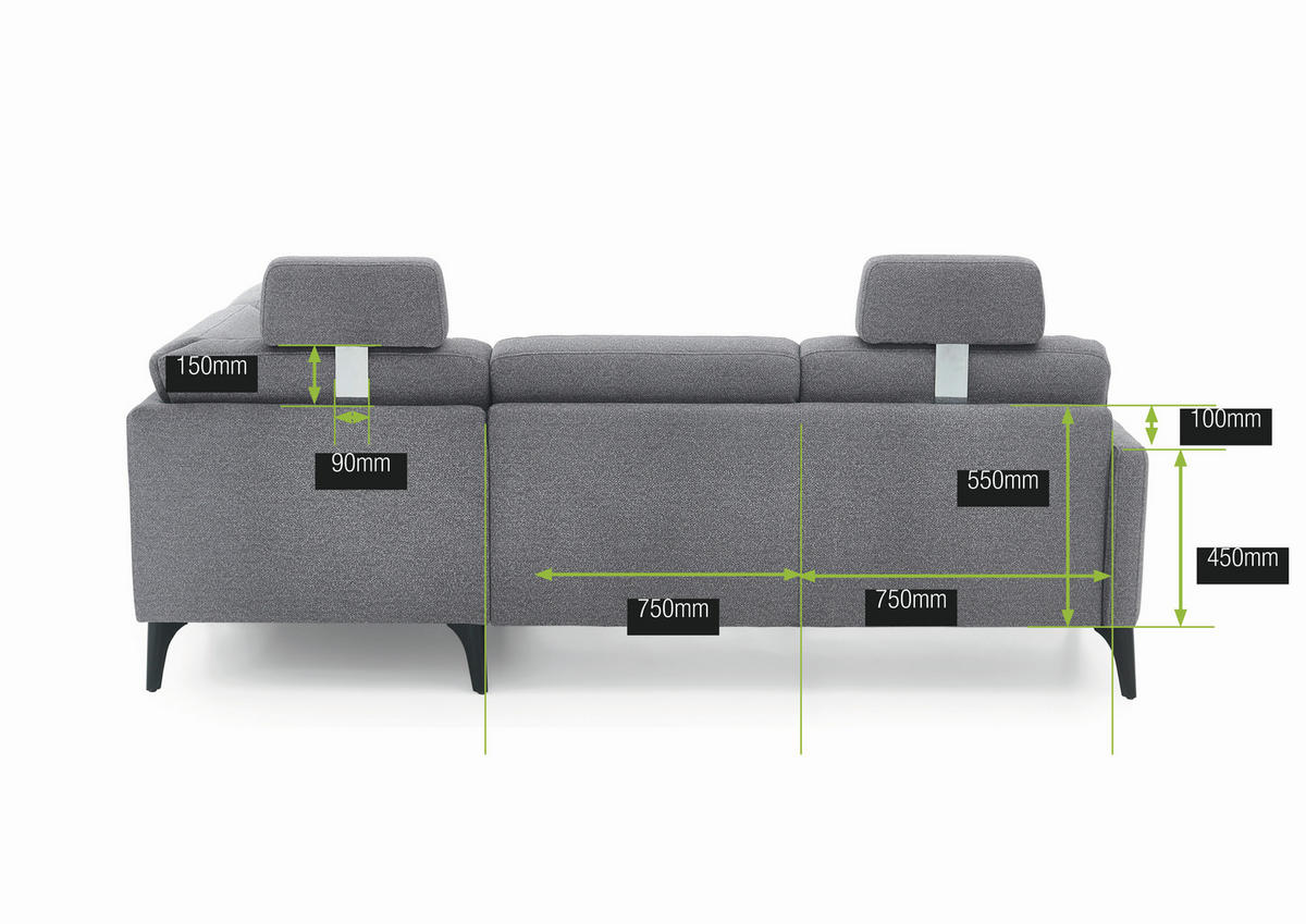 ECKSOFA  in Mikrofaser Grau  218/255 cm  - Schwarz/Grau, Design, Textil/Metall (218/255cm) - Elegando