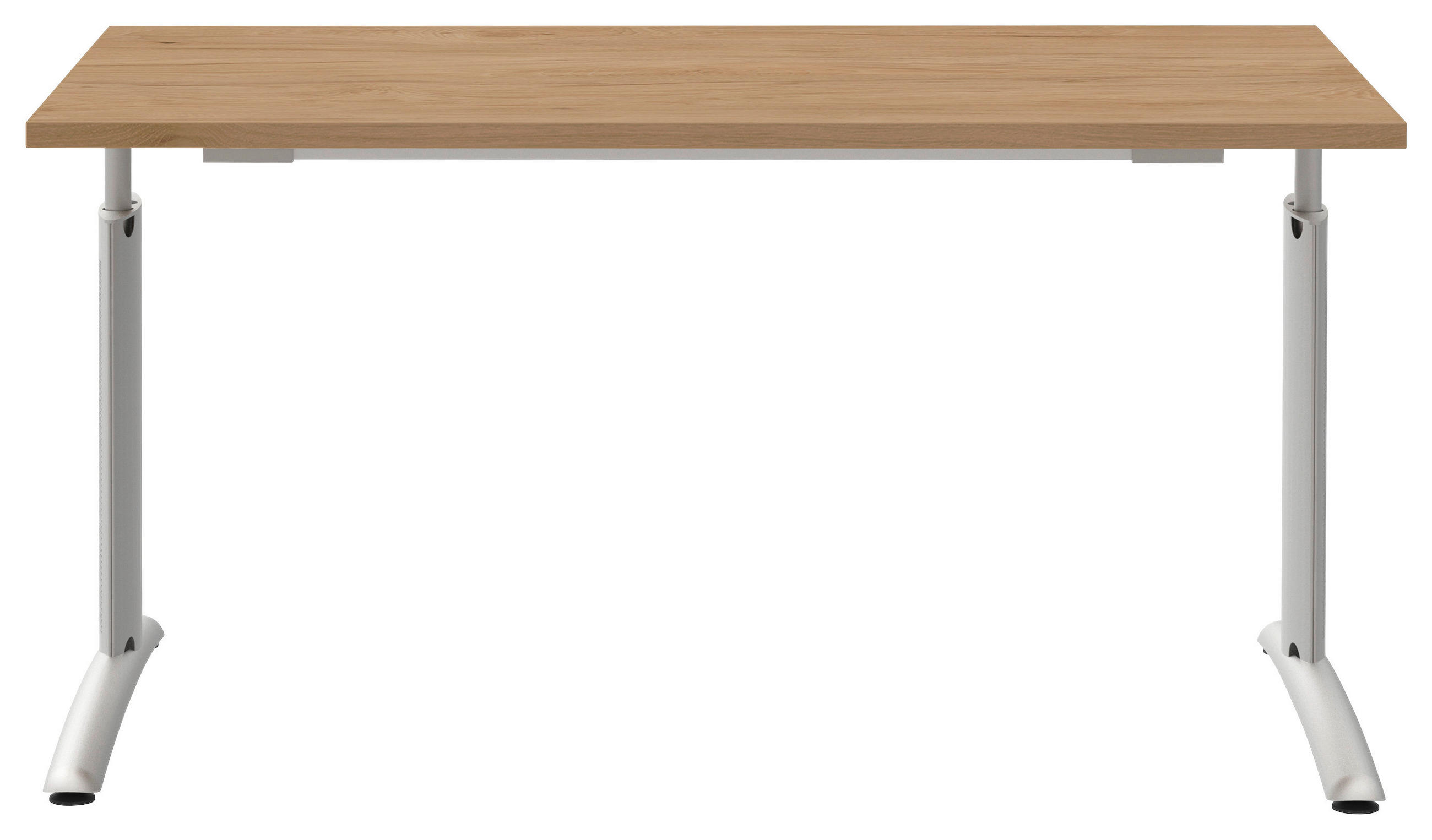 SCHREIBTISCH 140/80/70-82 cm  in Eichefarben, Alufarben  - Eichefarben/Alufarben, KONVENTIONELL, Holzwerkstoff/Metall (140/80/70-82cm) - Moderano