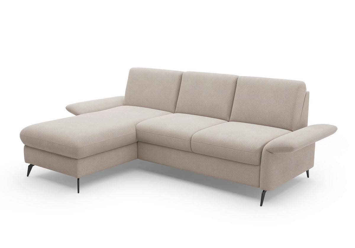 ECKSOFA ROCHELLE E Greige Flachgewebe  - Greige/Schwarz, KONVENTIONELL, Textil/Metall (164/251cm) - Sit & More