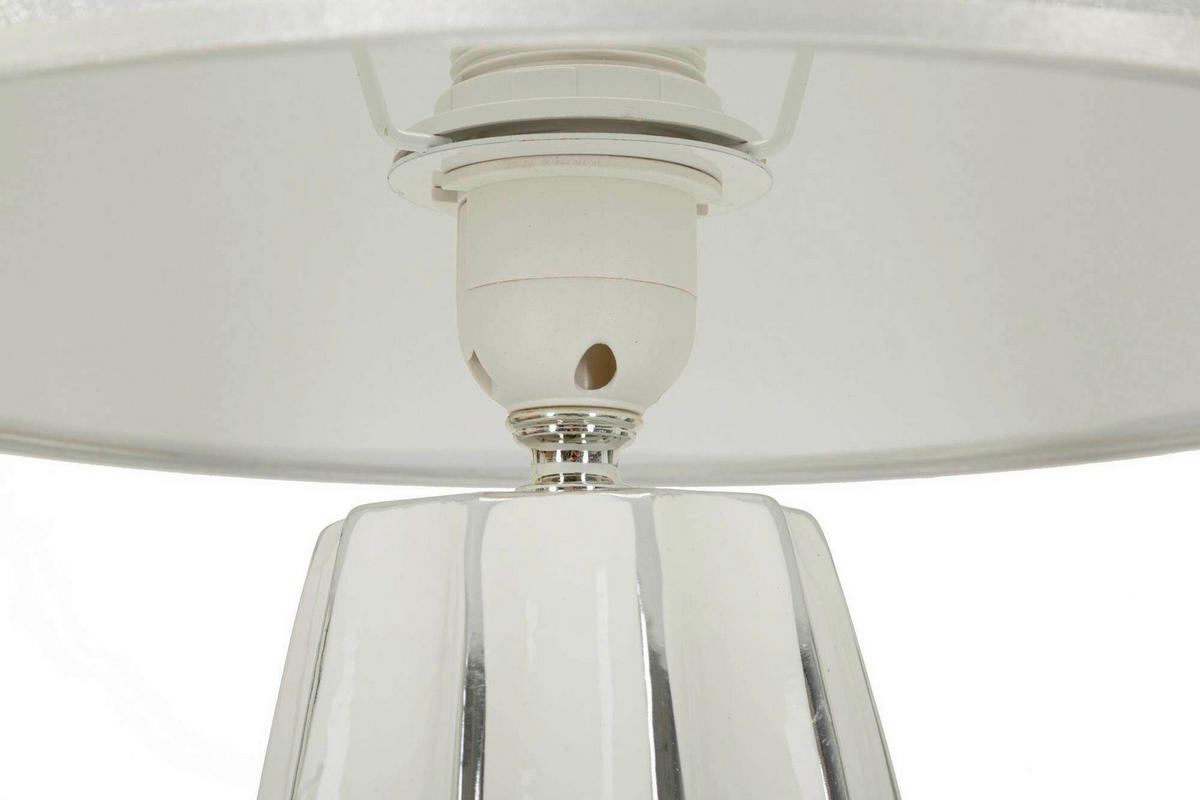 TISCHLEUCHTE   - Silberfarben/Weiß, Basics, Keramik/Textil (30/30/45cm)