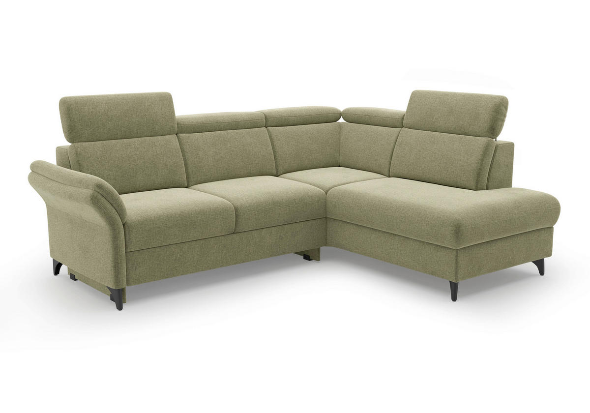 ECKSOFA GLENDALE E in Flachgewebe Hellgrün  247/193 cm  - Schwarz/Hellgrün, KONVENTIONELL, Textil/Metall (247/193cm) - Sit & More
