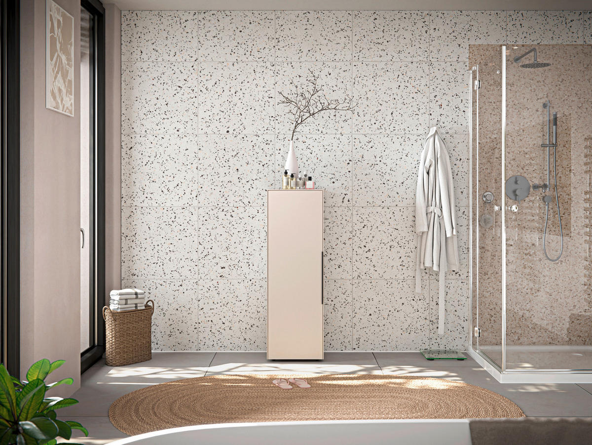 MIDISCHRANK 38/115/30 cm  - Kaschmir/Schwarz, Design, Holzwerkstoff/Kunststoff (38/115/30cm) - home24