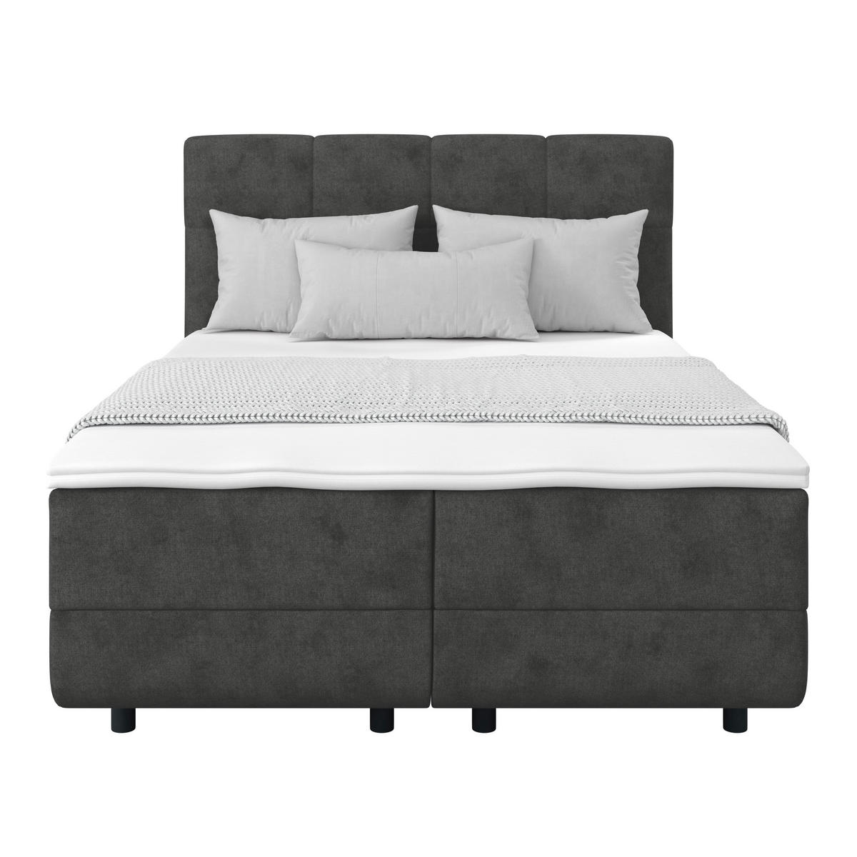 POLSTERBETT Bettkasten, Topper 140/200 cm  in Dunkelgrau  - Dunkelgrau/Schwarz, MODERN, Kunststoff/Textil (140/200cm) - MID.YOU