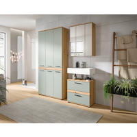 BADEZIMMER 3-teilig  in 165 cm  - Salbeigrün/Schwarz, Trend, Glas/Holzwerkstoff (165cm) - MID.YOU
