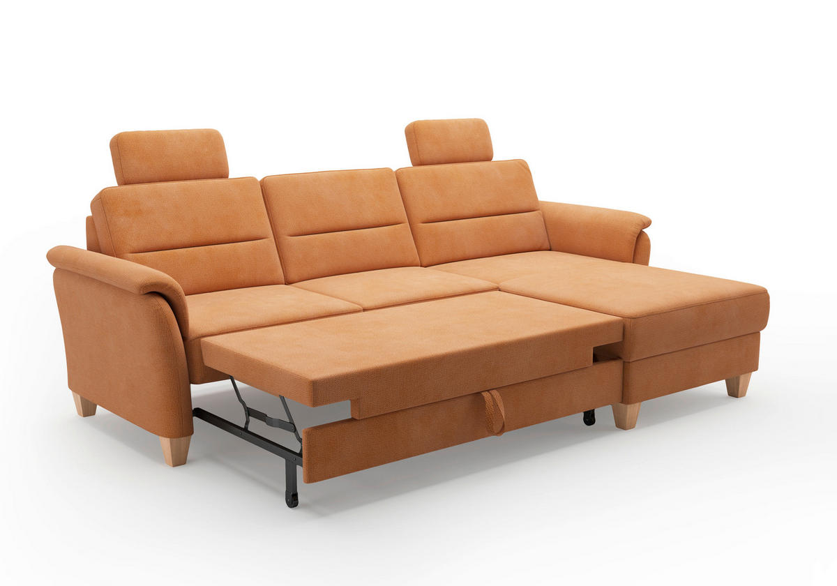ECKSOFA in Flachgewebe Terracotta  244/163 cm  - Eichefarben/Terracotta, KONVENTIONELL, Holz/Textil (244/163cm) - Sit & More