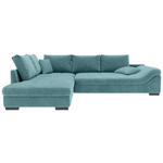 ECKSOFA Türkis Cord Zierkissen, Rückenkissen, Rücken echt  - Türkis/Schwarz, KONVENTIONELL, Holz/Textil (202/298cm) - Carryhome