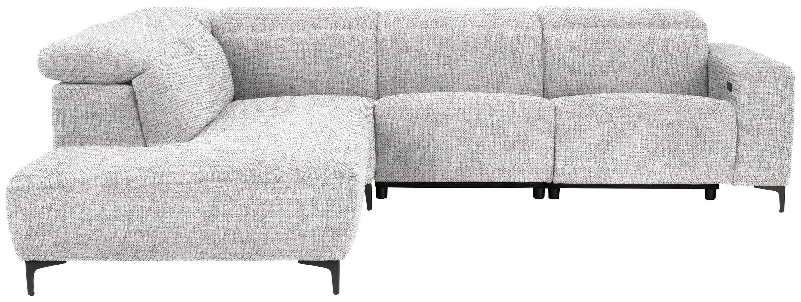 ECKSOFA Hellgrau Flachgewebe  - Hellgrau/Schwarz, Design, Textil/Metall (238/290cm) - Pure Home Lifestyle