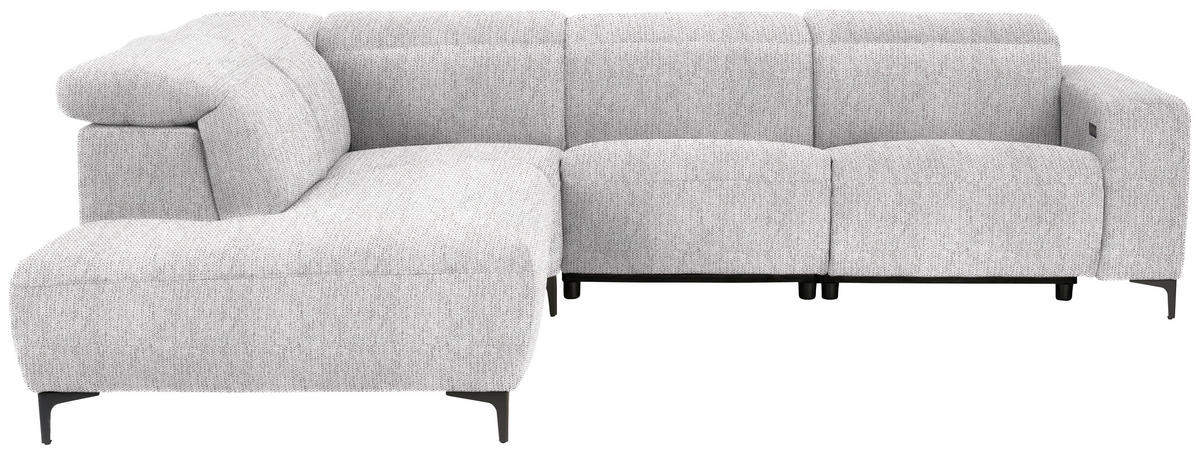 ECKSOFA Hellgrau Flachgewebe  - Hellgrau/Schwarz, Design, Textil/Metall (238/290cm) - Pure Home Lifestyle
