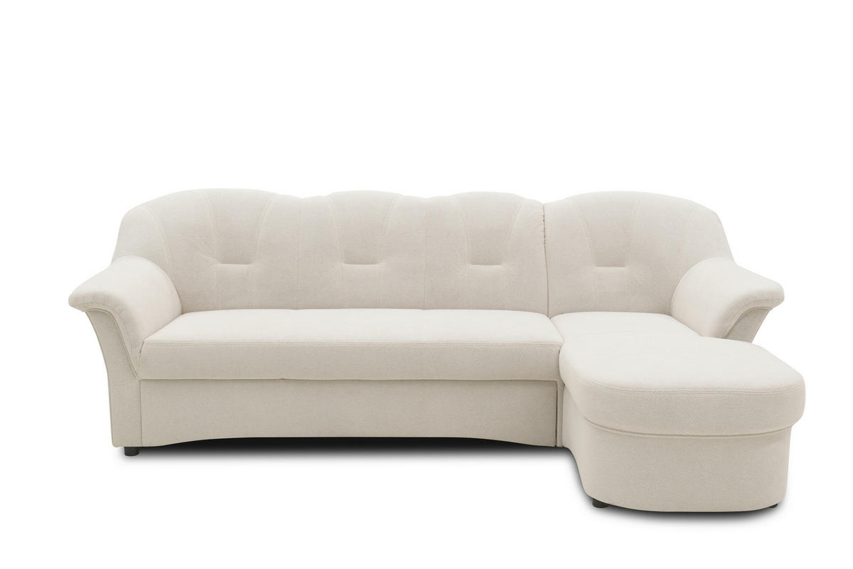 ECKSCHLAFSOFA  FLORES FK Creme Mikrofaser  - Creme/Schwarz, KONVENTIONELL, Kunststoff/Textil (231/142/84cm) - MID.YOU