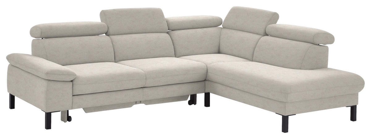ECKSOFA in Flachgewebe Beige  - Beige/Schwarz, Design, Holzwerkstoff/Textil (272/217cm) - Pure Home Comfort