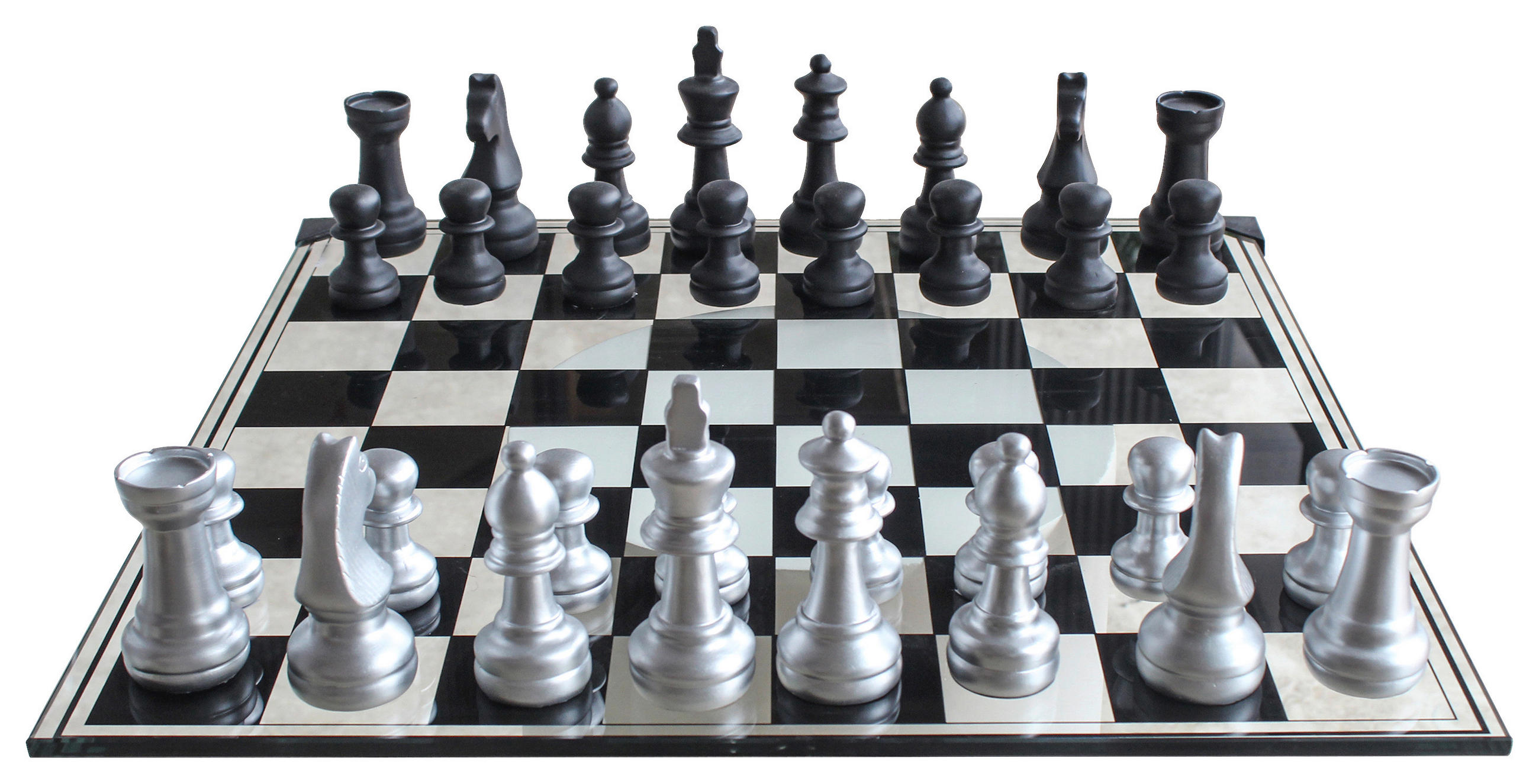 BRETTSPIEL  - Silberfarben/Schwarz, LIFESTYLE, Glas/Kunststoff (60/60cm) - Ambia Home