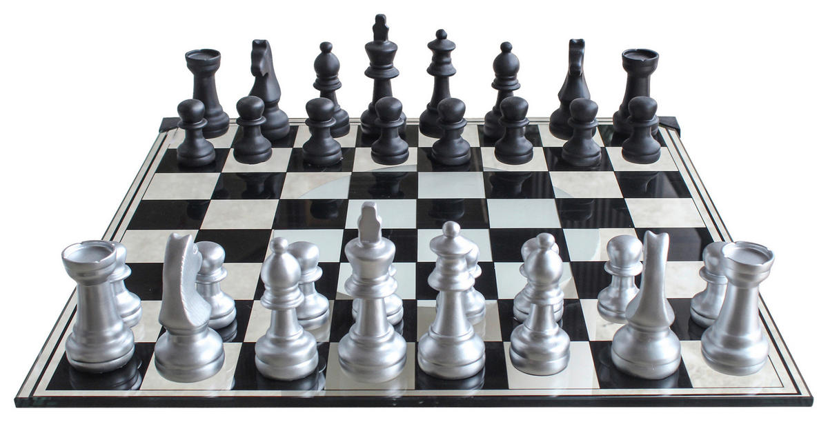 BRETTSPIEL  - Silberfarben/Schwarz, LIFESTYLE, Glas/Kunststoff (60/60cm) - Ambia Home