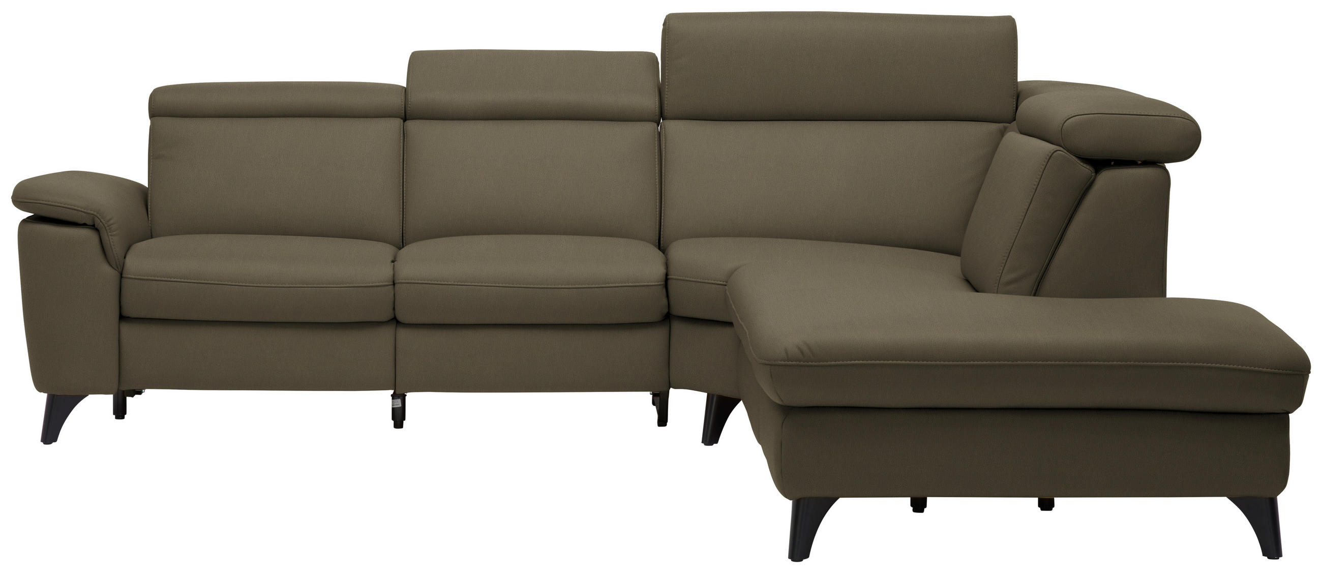 ECKSOFA in Echtleder Olivgrün  - Schwarz/Olivgrün, Design, Leder/Metall (285/239cm) - Cantus