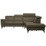 ECKSOFA in Echtleder Olivgrün  - Schwarz/Olivgrün, Design, Leder/Metall (285/239cm) - Cantus