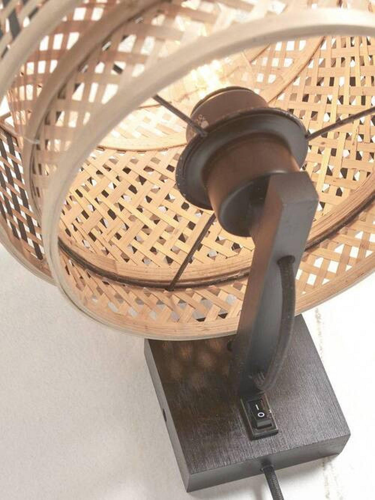 WANDLEUCHTE GOOD&MOJO  25/29/25 cm   - Schwarz/Naturfarben, Trend, Holz (25/29/25cm) - Good & Mojo