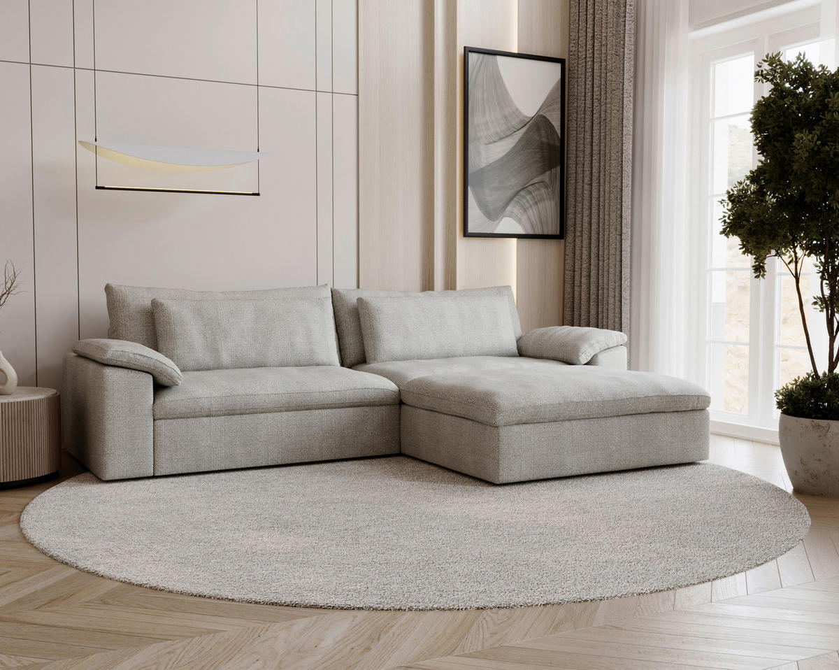 ECKSOFA  in Webstoff Greige  306/198 cm  - Greige/Schwarz, MODERN, Kunststoff/Textil (306/198cm) - Carryhome