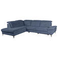 ECKSOFA Blau Webstoff  - Blau/Schwarz, KONVENTIONELL, Textil/Metall (225/288cm) - Carryhome